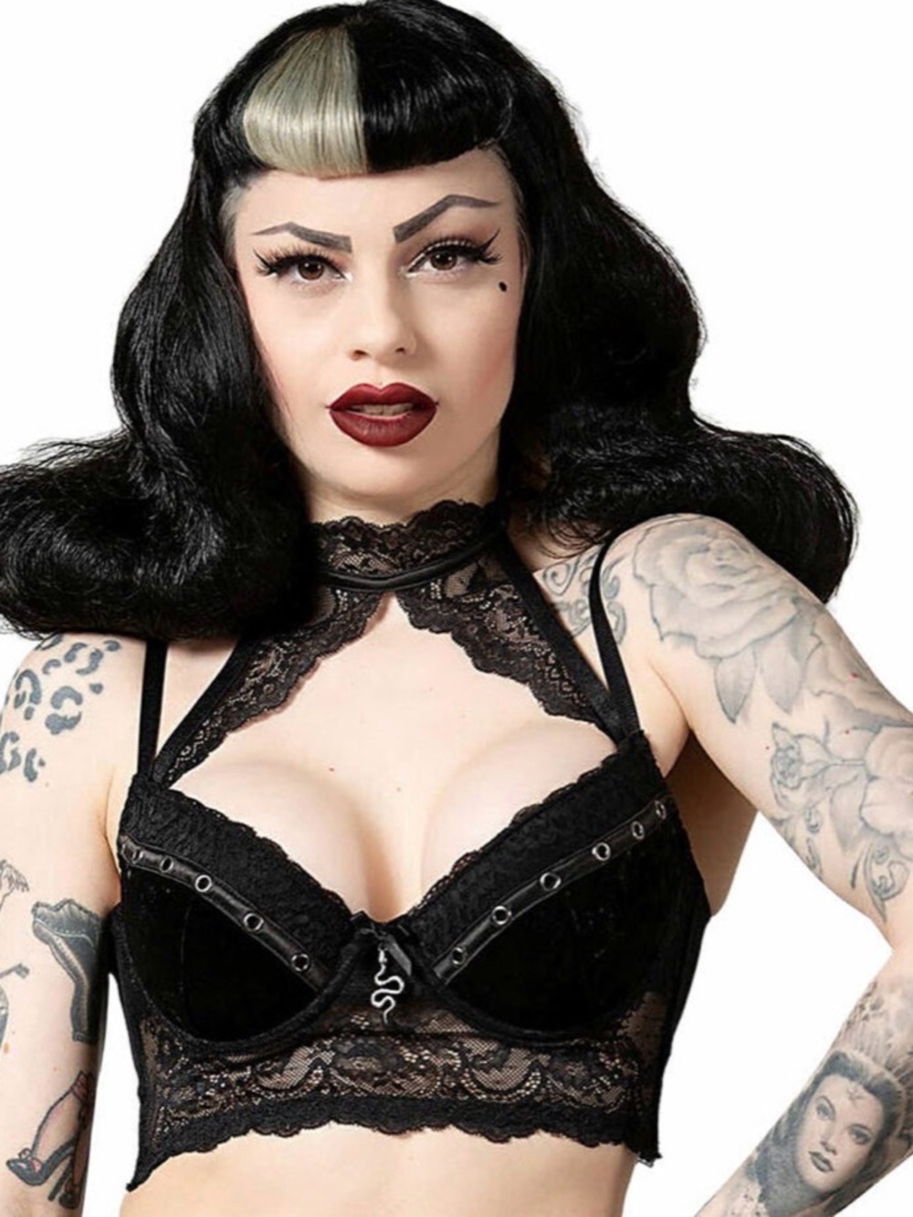 Killstar Mercy Bra - Black Lace Choker Detachable